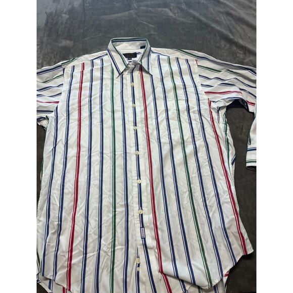 Chaps‎ Shirt Mens 16 32/33 Classic Long Sleeve Button Front White Stripe Vintage - Picture 1 of 6
